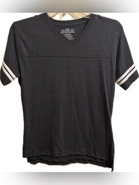 Women’s Small Hobby Lobby Black Heather & White V-Neck Baseball Shirt
